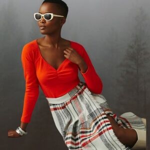 Anthropology Maeve Orange Sweetheart Top